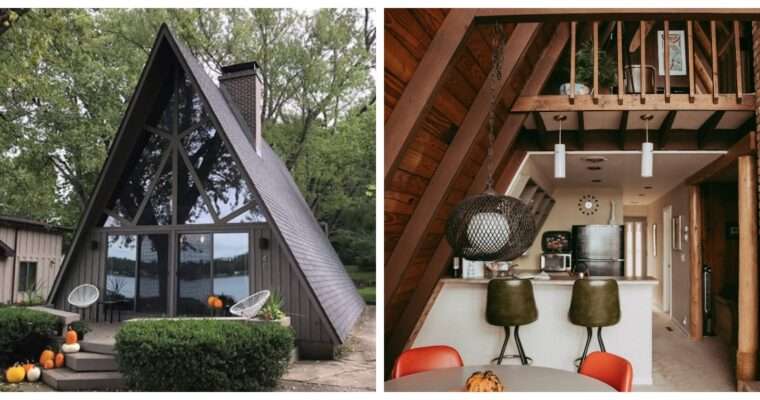 Retro A-Frame Tiny House on Fine Lake in Michigan