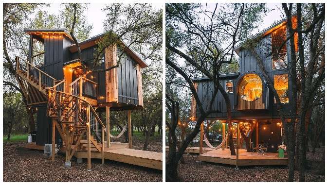 What It's Like to Stay in Tiny Home Tree House With 3 Floors + Slide