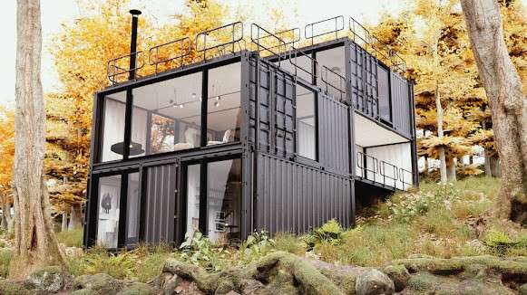 Marin Shipping Container House On Steep Slope