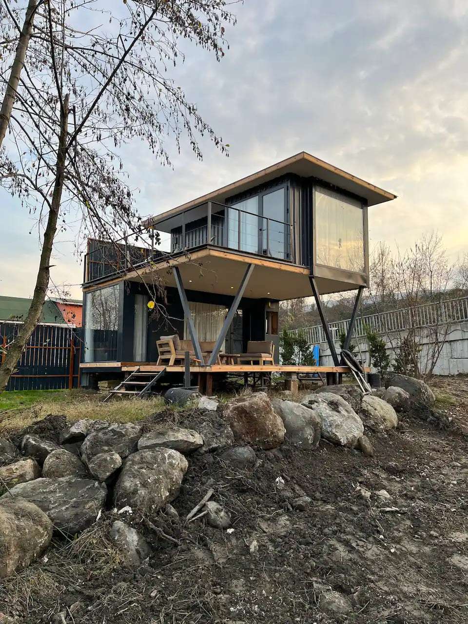 Tiny Container House with Jacuzzi and Lake View Dream Tiny Living