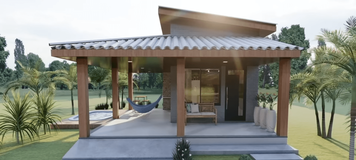 Tiny Brick House with Exposed Roof - Dream Tiny Living