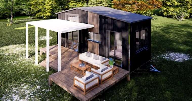 Tiny House on Wheels with Black Exterior and Stunning